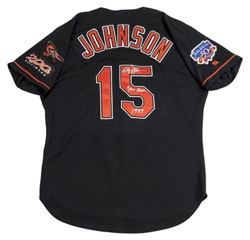 1997 Davey Johnson Game Worn and Signed Baltimore Orioles Black Jersey (PSA/DNA)